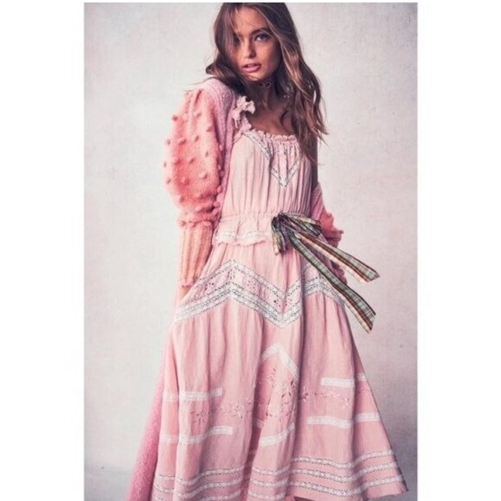 Nwt Loveshackfancy Cody Cinched Waist Linen Midi … - image 1